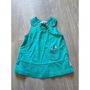 Vtg 90s Gymboree Baby Girls Turquoise Dress X-Small Floral Embroidery 0-3m